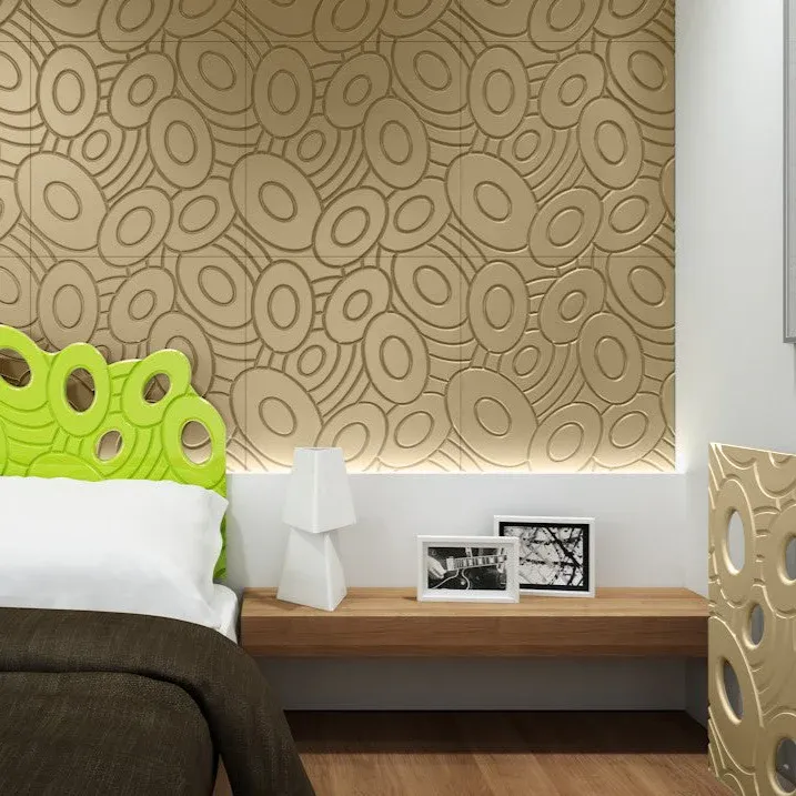 Decorative 3D Patterned Feature Wall Panels Gold Finish Sophisticated Elliptical GALAXY Design Stain Resistant