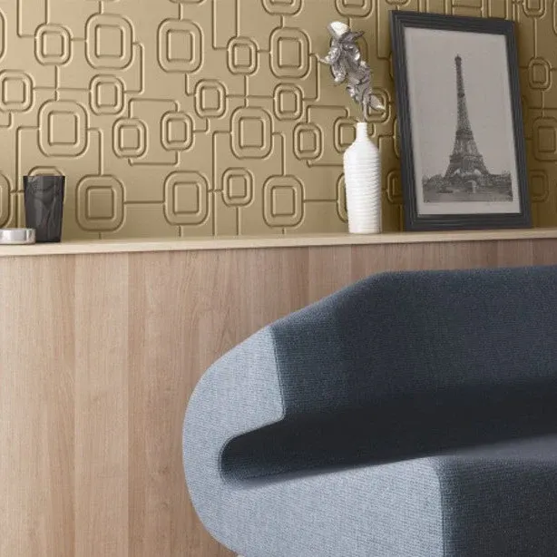 Traditional Paste Decorative 3D Grainy Feature Wall Panels Gold Finish Geometric SATURN Design