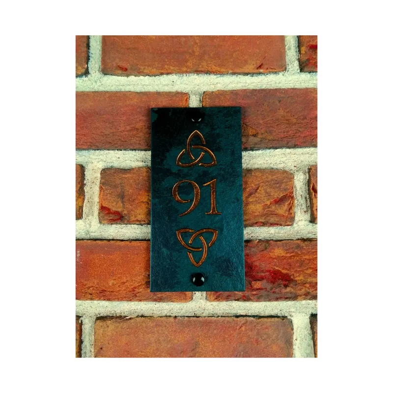 Carved design Natural Slate House Address Sign - Rustic Farmhouse Style Door Number - Wedding, Housewarming, Anniversary G...