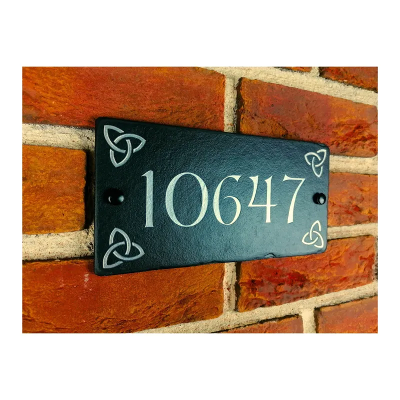 Engraved Genuine Slate House Address Sign - Rustic Farmhouse Style Door Number - Wedding, Housewarming, Anniversary Gift Idea