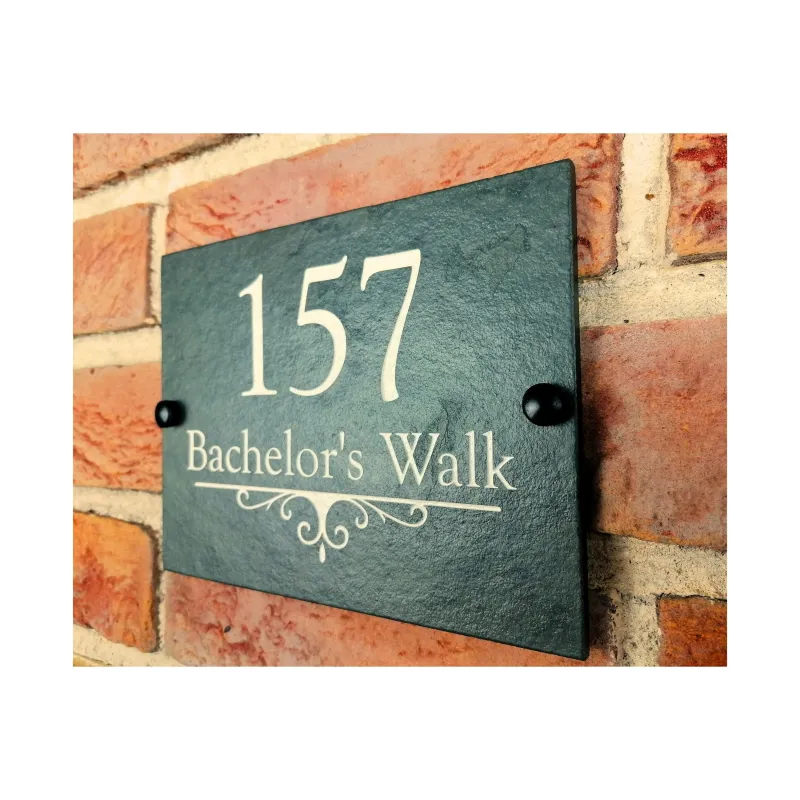 Engraved Organic Slate House Address Sign - Rustic Farmhouse Style Door Number - Wedding, Housewarming, Anniversary Gift I...