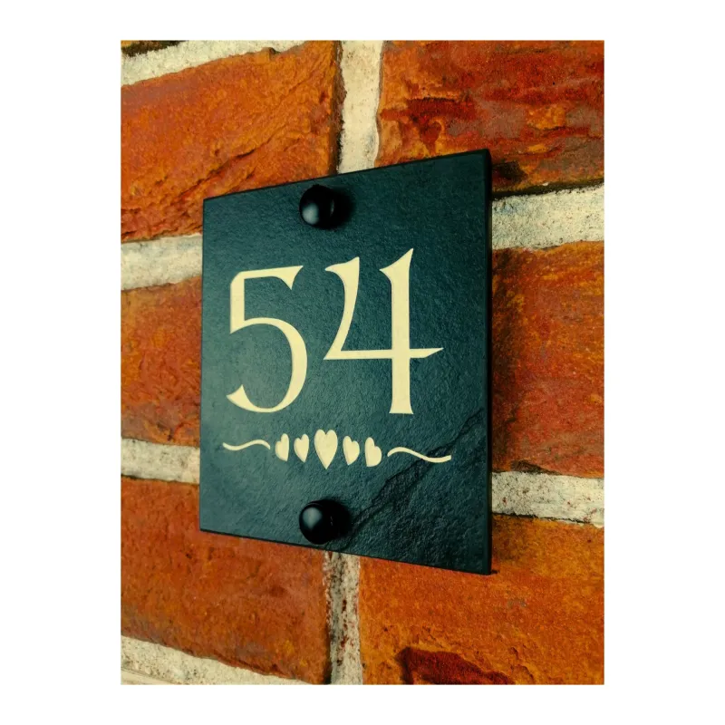 Engraved Unadulterated Slate House Address Sign - Rustic Farmhouse Style Door Number - Wedding, Housewarming, Anniversary ...