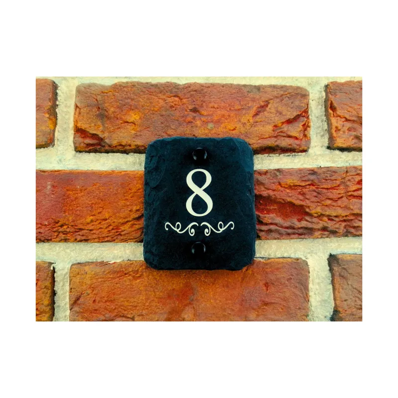 Engraved Unadulterated Slate House Address Sign - Rustic Farmhouse Style Door Number - Wedding, Housewarming, Anniversary ...