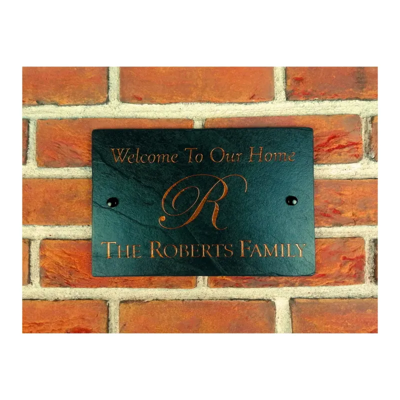 Personalized Natural Slate House Address Sign - Rustic Farmhouse Style Door Number - Wedding, Housewarming, Anniversary Gi...