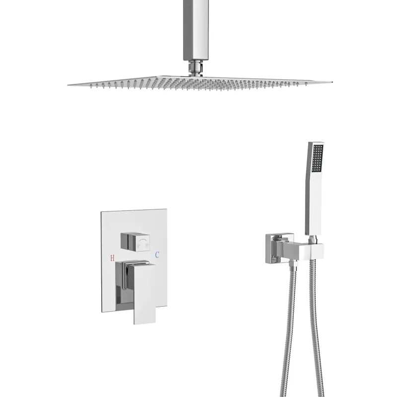 Dual Shower Head System Ceiling Affix And Rough Valve