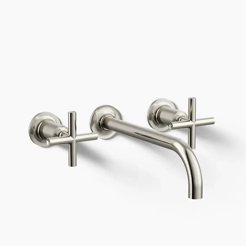 Kohler Purist Wall-mount bathroom sink faucet trim Cross processes, 1.2 gpm K-T14414-3-SN