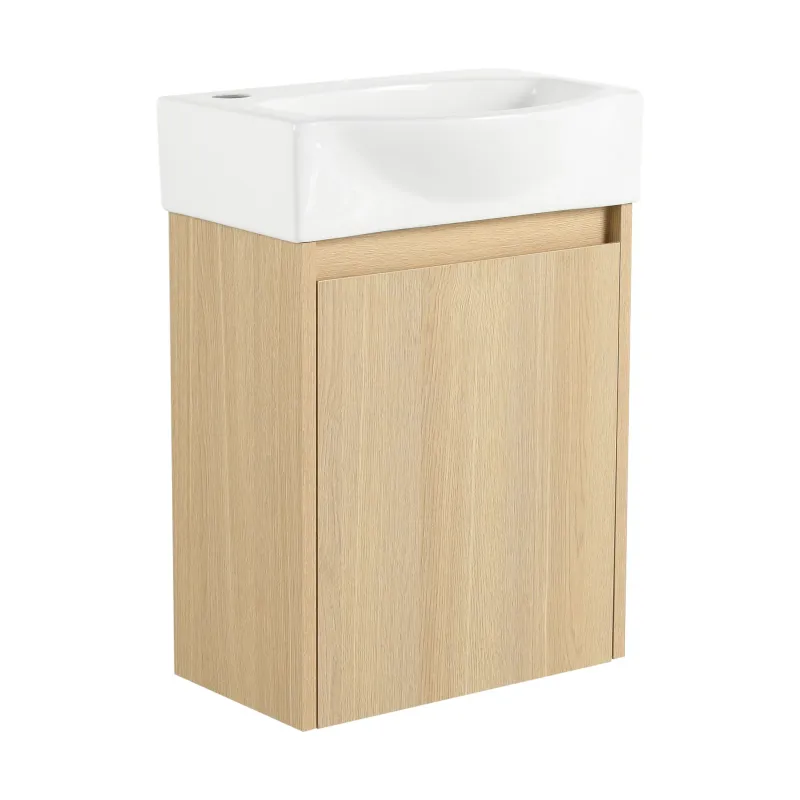 Widespread Vessel Today's Bathroom Vanity Ceramic Basin, Wall Mounted Floating Sink Combo, Storage Cabinet