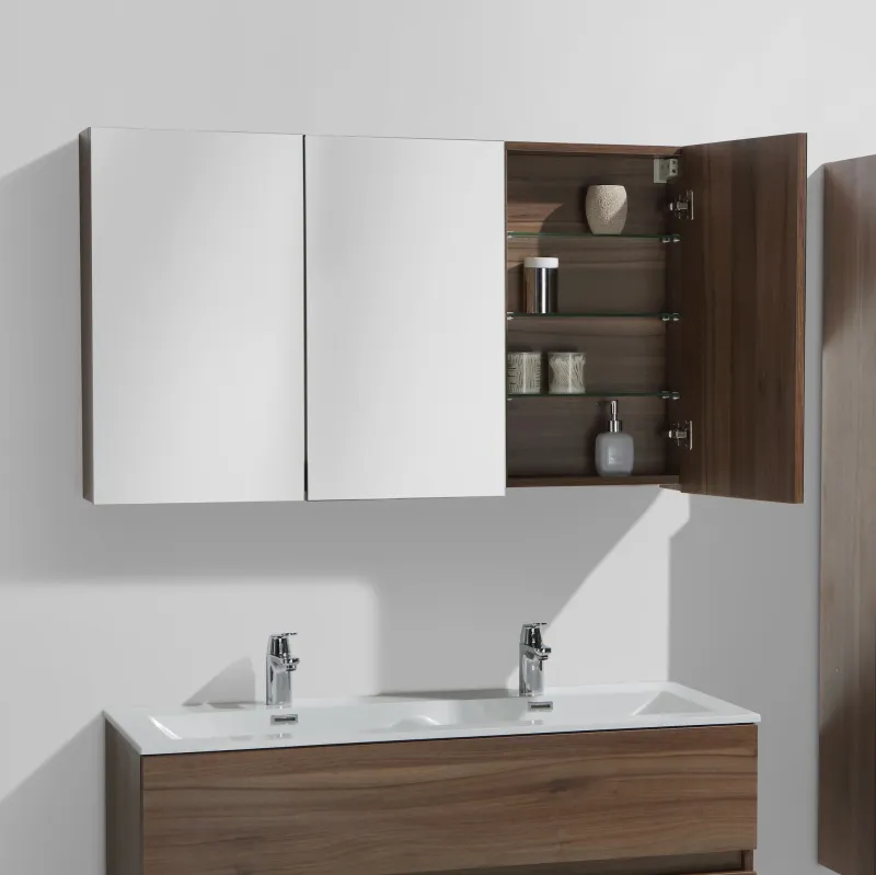 Armoire de toilette bloc-miroir SIENA largeur 120 cm, noyer