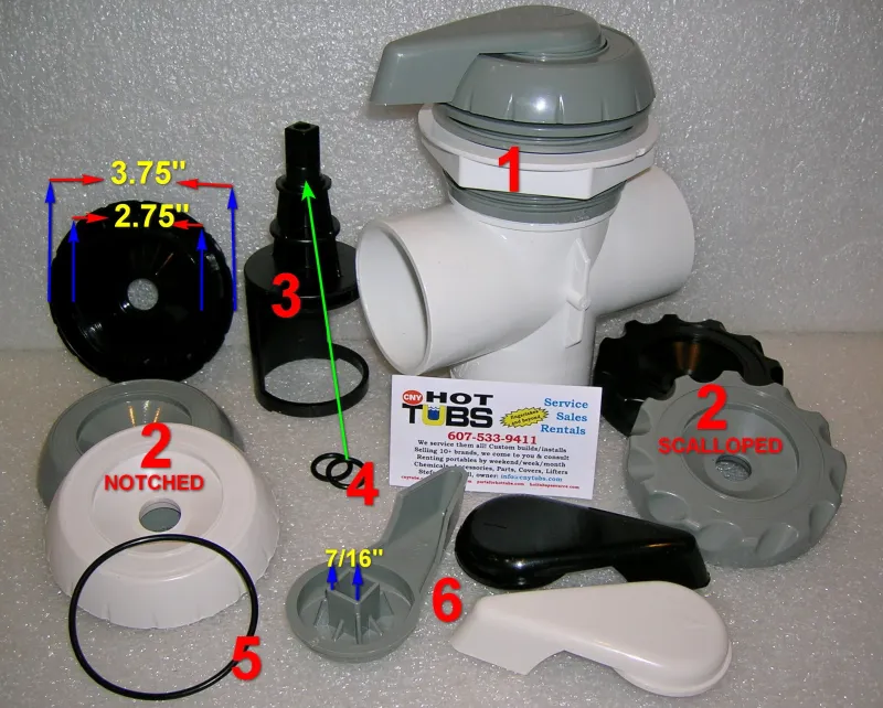 Ball Valve Waterway Spa Diverter Valve 2 inch, 3 Port -Complete & parts