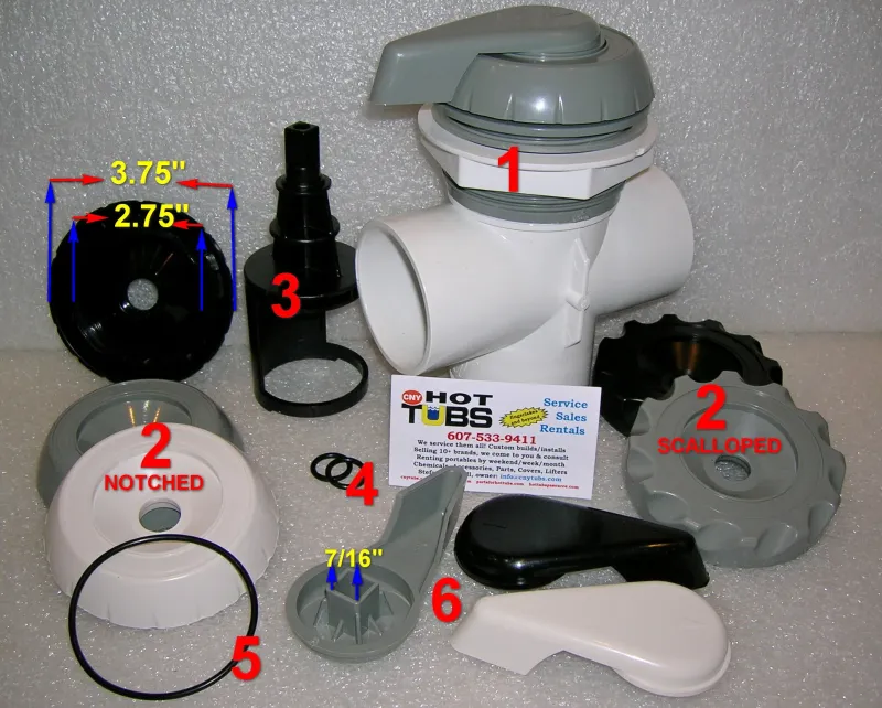 Waterway Spa Diverter Valve 2 inch, 3 Port SHAFT O-RING PLACE (#4 PHOTO)