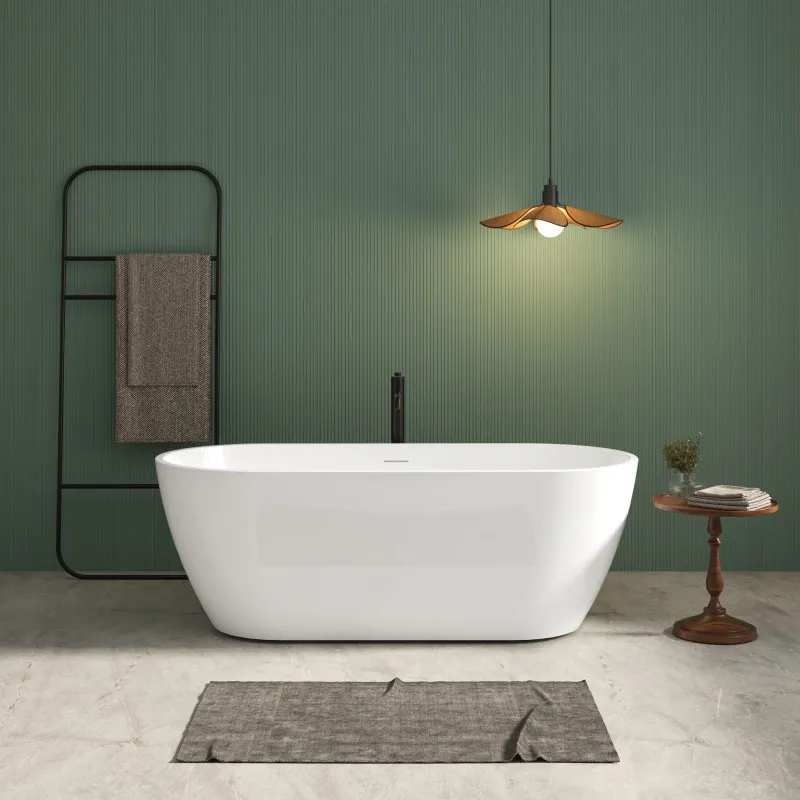 Acrylic Freestanding Soaking Bathtub Integrated Slotted Overflow And Brushed Nickel Toe-Tap Drain, Cupc Official