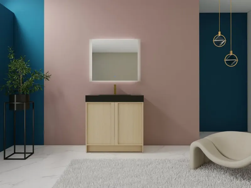 Bagno Italia Atlanta No-cost Standing Bathroom Vanity Black Countertop