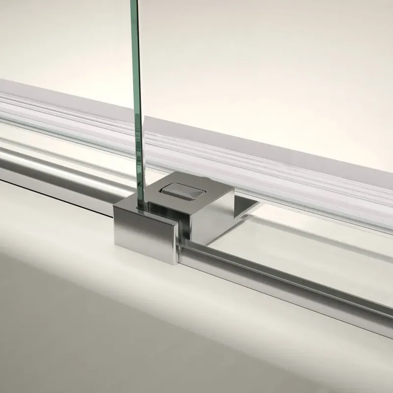 Vela 44 ½-47 x 78 ¾ . 8mm Sliding Shower Door Towel Bar Alcove Installation Clear glass Chrome and Non-glossy Black