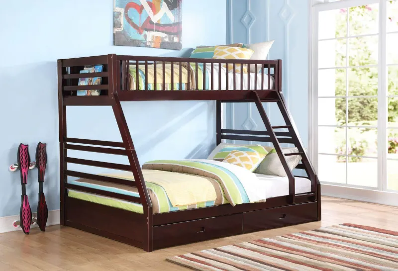 ACME Jason XL Twin/Queen Bunk Bed & Drawers, Espresso 37425
