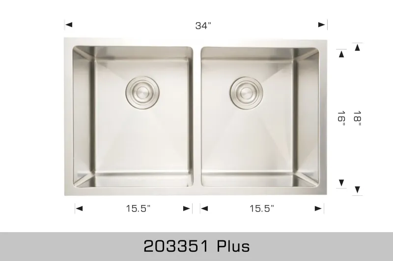 Bosco Aerospace-grade Plus Series 34″ x 18″ Radius Corner Sink 203351 Plus