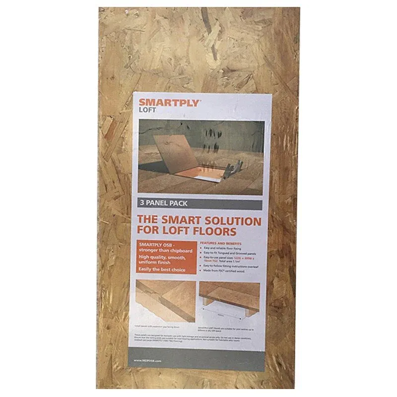 Smartply 18mm Loft Attic OSB T&G Board Pack (3 Sheets) Natural Pine