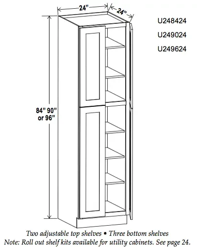 24"'W Pantry Cabinets Four Doors - Builder Line
