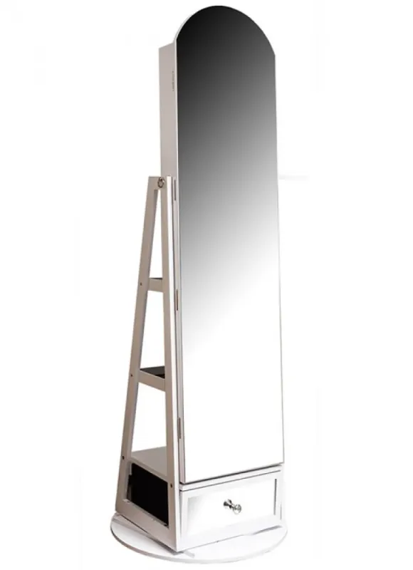 Grange Collection Ivory Rotating Mirrored Jewellery Cabinet - 642996