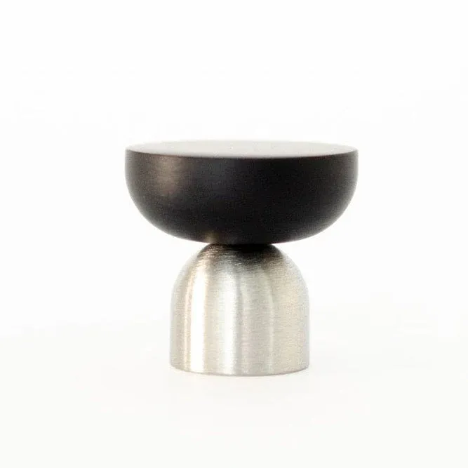 Adjustable Nickel and Jet-black "Raised Bowl" Round Cabinet Knob and Hook