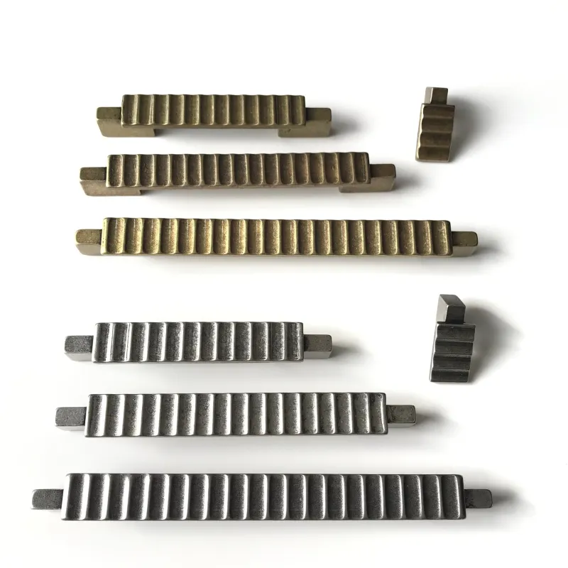 Antique Brass and Quicksilver "Flute" Rectangular Drawer Pulls and Cabinet Knobs Quick Release