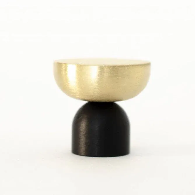 Brass and Charcoal "Raised Bowl" Round Cabinet Knob and Hook