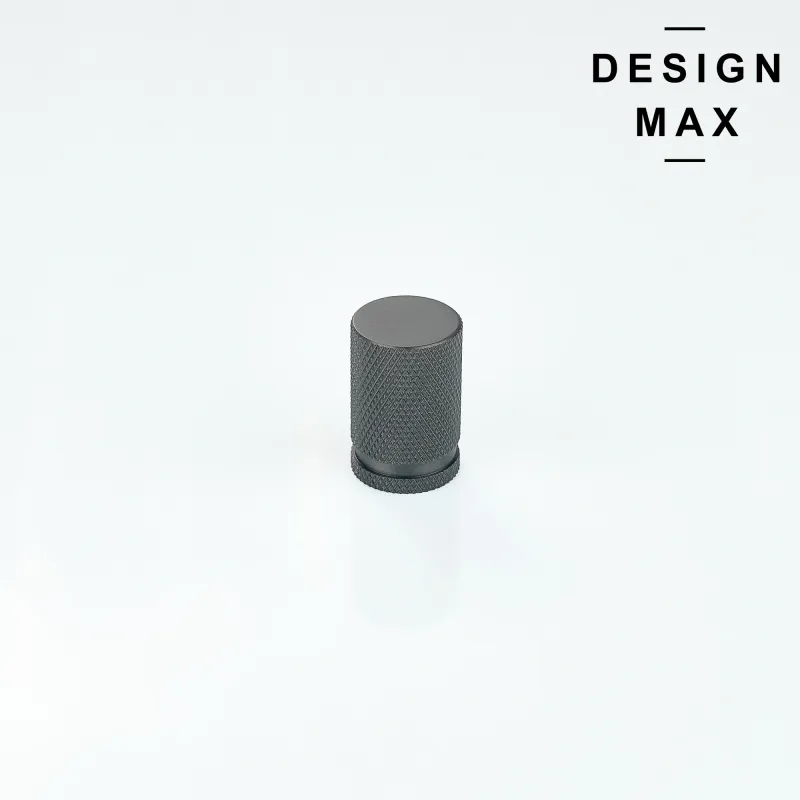Brisa Metallic Graphite Cylinder Knob Soft-Close Mechanism