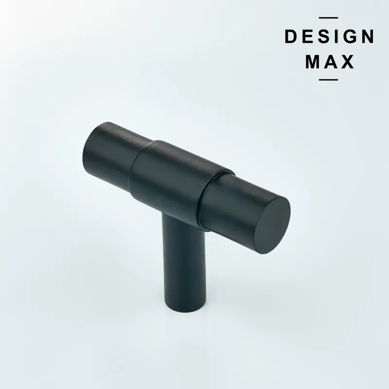 European Style Celio Soft-touch Black Solid Brass Cabinet T Knob