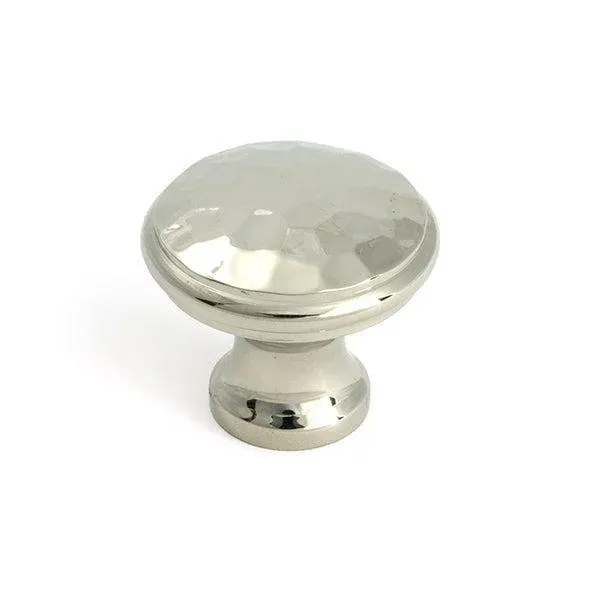 Full Extension Glossy Nickel Hammered Cabinet Knob - Medium