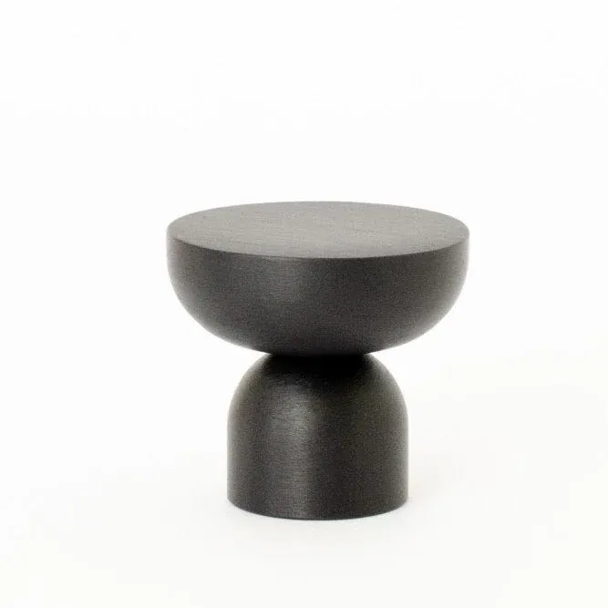 Full Extension Matte Ebony "Raised Bowl" Round Cabinet Knob and Hook