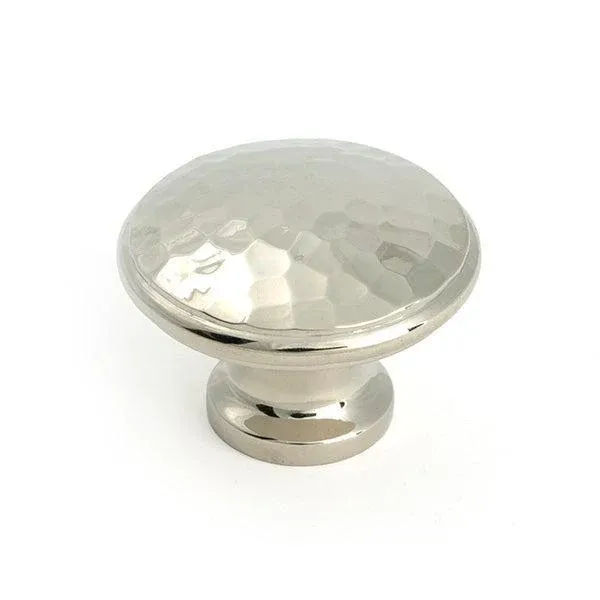 Full Extension Polished Nickel Hammered Cabinet Knob - Roomy