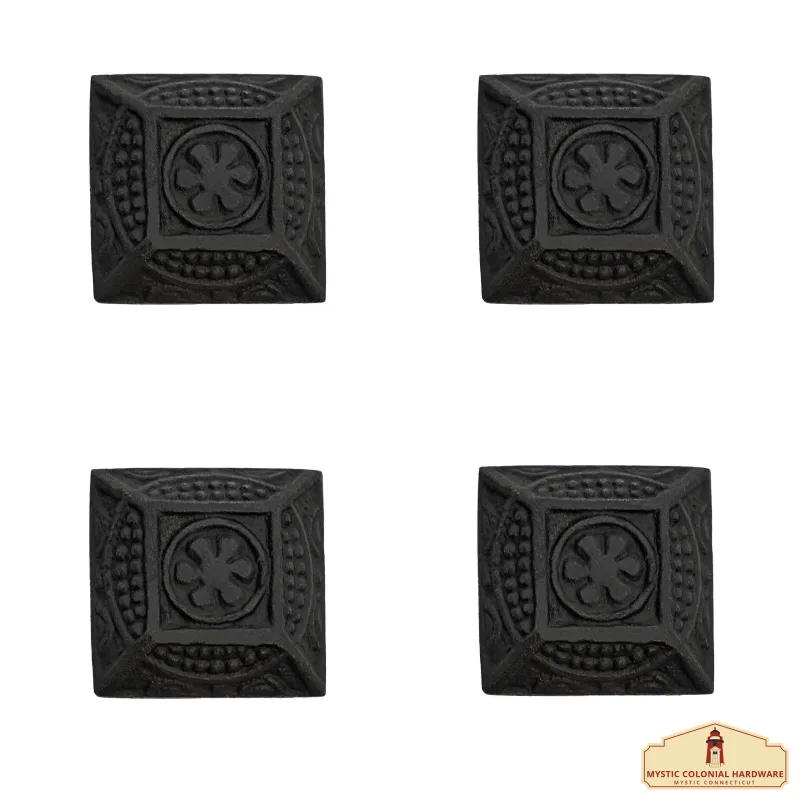 Hand Forged Iron Cabinet Knob Pull Antique Rustic Knobs Kitchen Cabinet Drawer Pull Supports Hardware: Pack 4