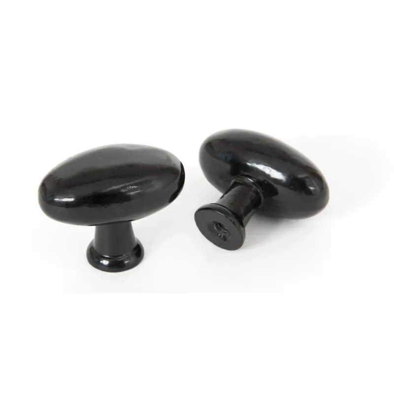 Jet-black Oval Cabinet Knob | From Anvil Quick Release