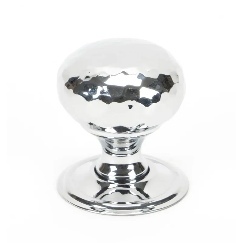 Polished Chromium Hammered Mushroom Cabinet Knob 32mm | From Anvil Brushed Nickel