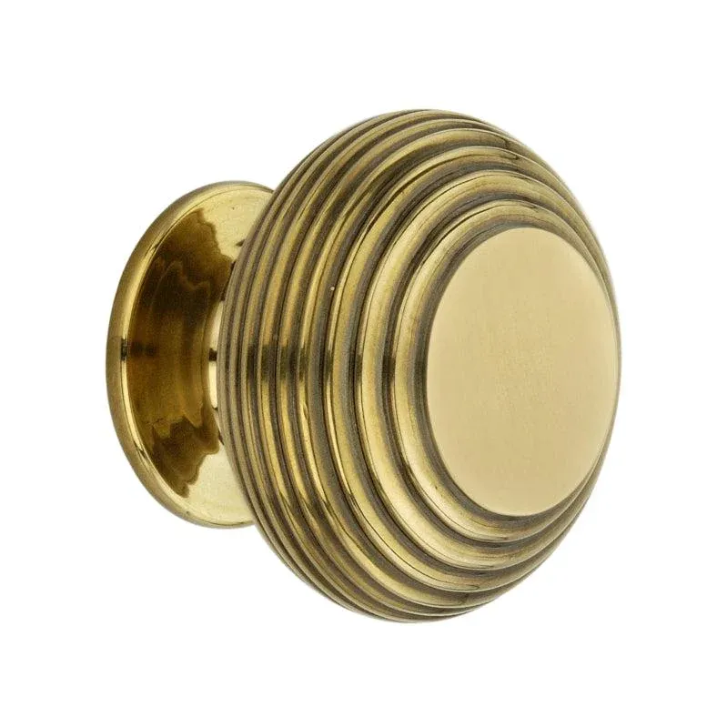 Premium Solid Brass Beehive Big 40mm Cupboard Knob Aged Brass