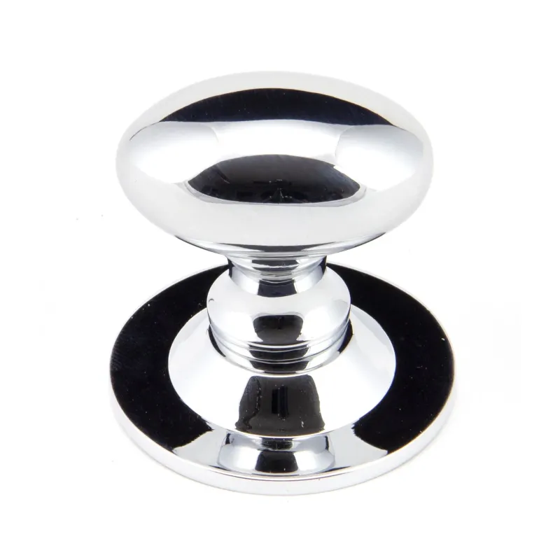 Premium Solid Brass Smooth Chrome Oval Cabinet Knob 33mm | From Anvil