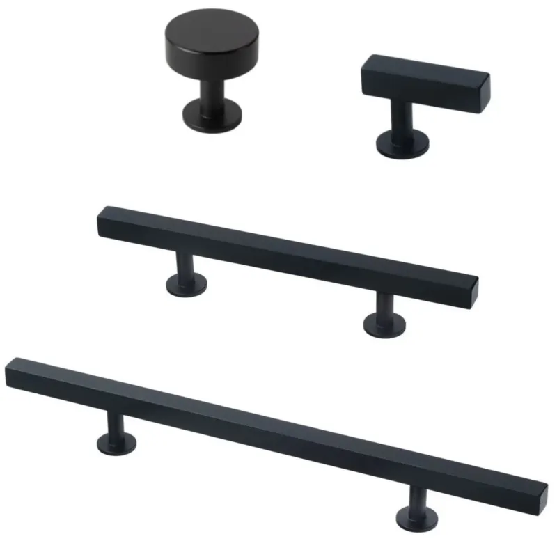 Self-Closing Lew's Square Bar Cabinet Knobs and Handles Matte Jet-black
