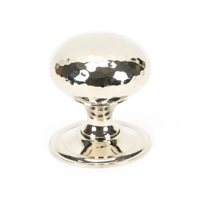 Shiny Nickel Hammered Mushroom Cabinet Knob 38mm | From Anvil
