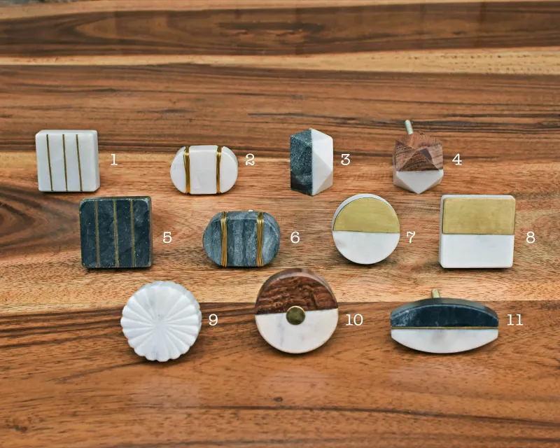 Solid Stone Marble Door Knobs Golden Warm alloy Trim Hand Crafted Cupboard Handles Drawer Pulls