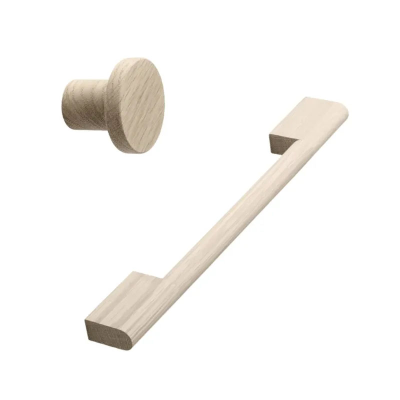 Untreated Oak Wood "Fortis" Cabinet Knob and Drawer Pulls Compatible IKEA Sektion