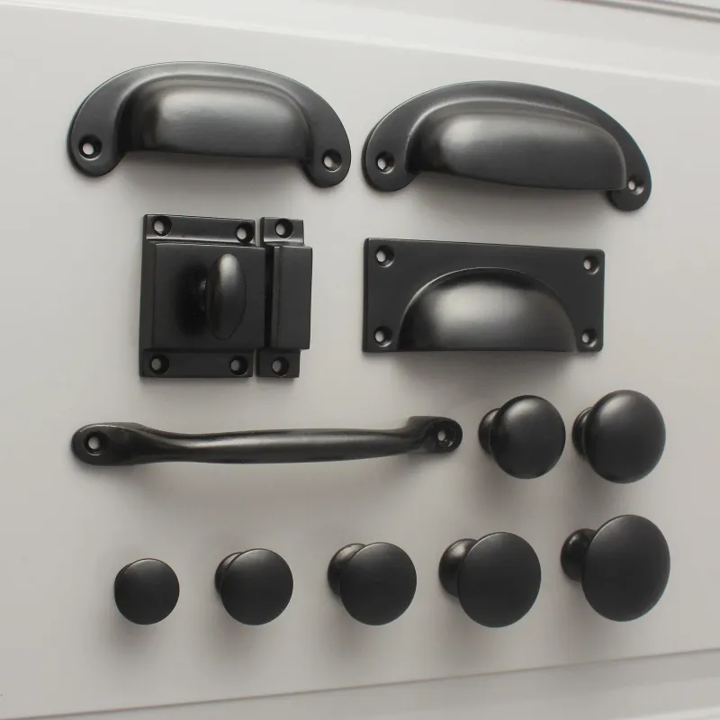 Vintage Cast Iron Cupboard Handles | Black
