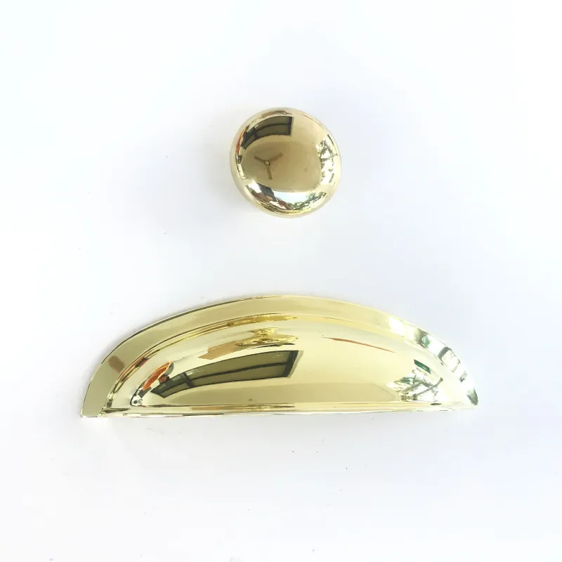 Adjustable Glossy Brass "Nadia" Round Cabinet Knob Bin Cup Drawer Pull