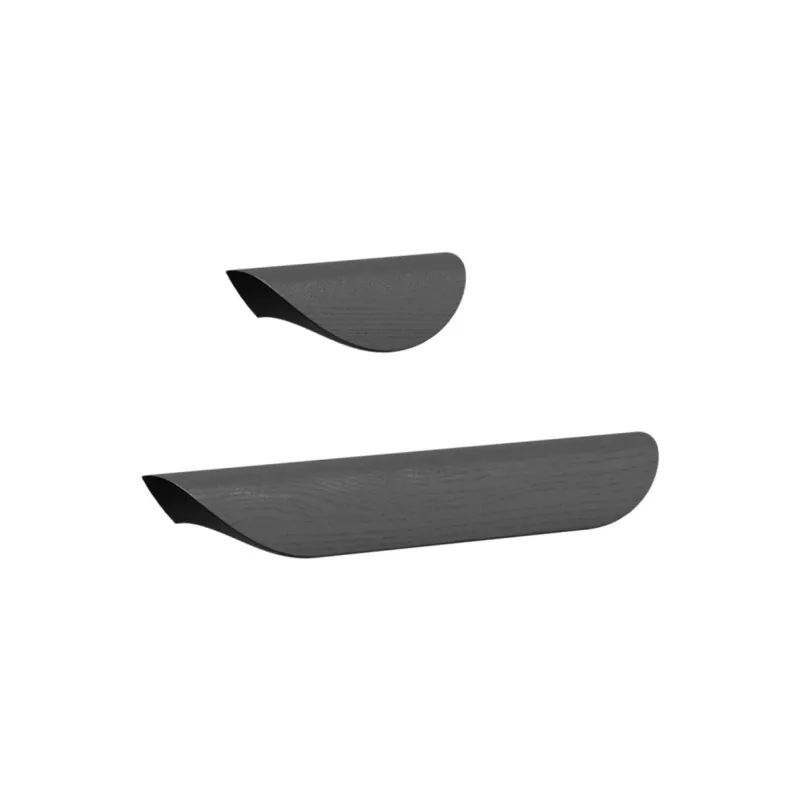 Adjustable Lacquered Jet-black Wood "Archive" Tab Drawer Pulls
