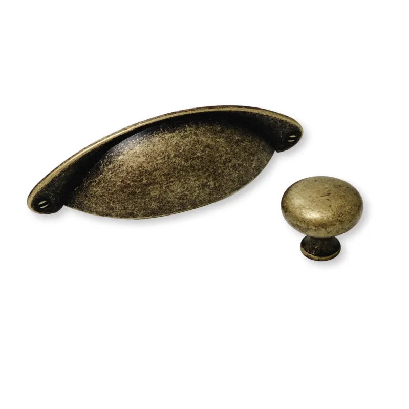Antique Warm alloy "Nadia" Round Cabinet Knob and Cup Drawer Pull
