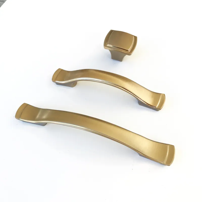 Champagne Rustic gold "Serena" Transitional Cabinet Drawer Knob and Pull Brushed Nickel