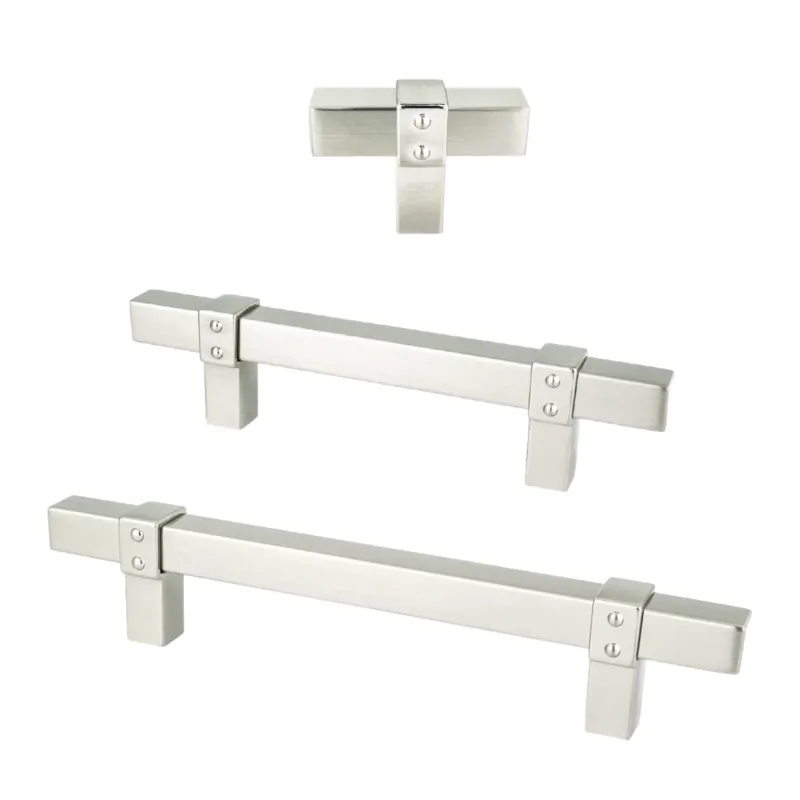 Concealed Mount Soft-touch Nickel "Rio" T-Bar Cabinet Knob and Drawer Pulls