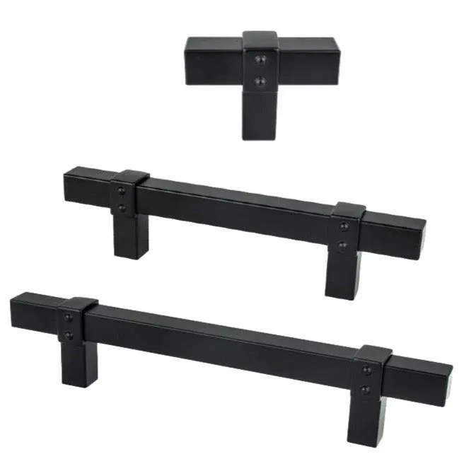 Dull Black "Rio" T-Bar Cabinet Knob and Drawer Pulls