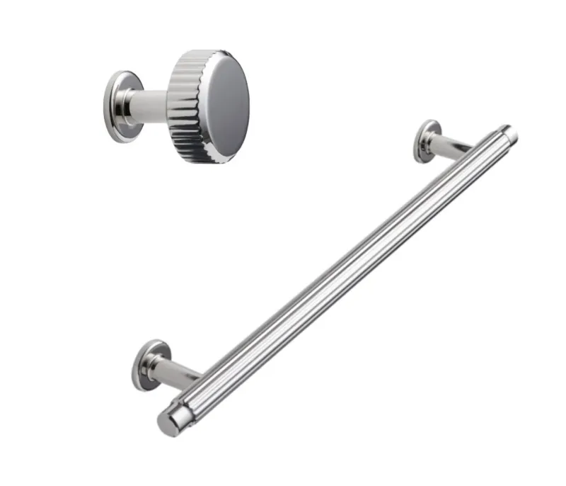 Glossy Nickel "Villa" Cabinet Knobs and Pulls | Fluted Cabinet Hardware