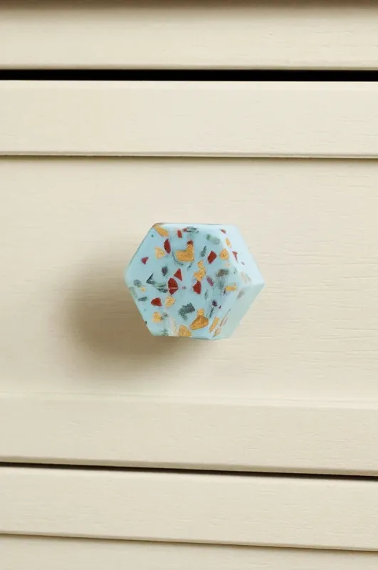 Hexagon Cobalt Terrazzo Knob
