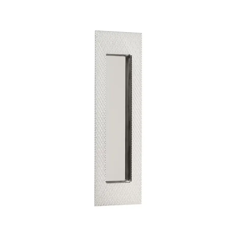 Knurled Modern Rectangular Recess Flush Door Pull Shiny Nickel