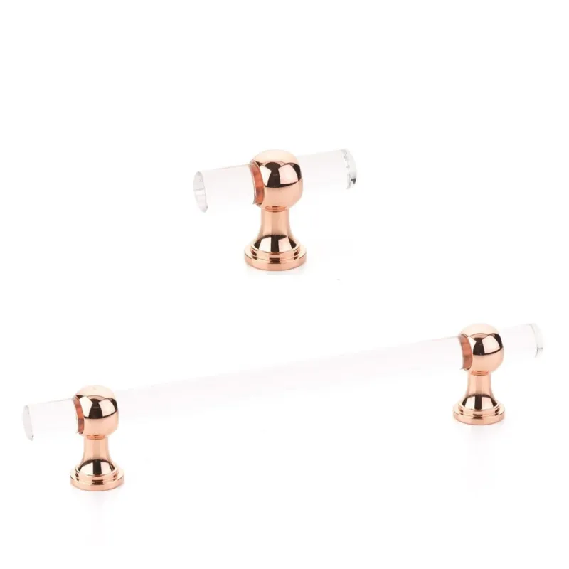 Lucite and Reflective Copper "Gleam" Cabinet Knobs and Drawer Pulls